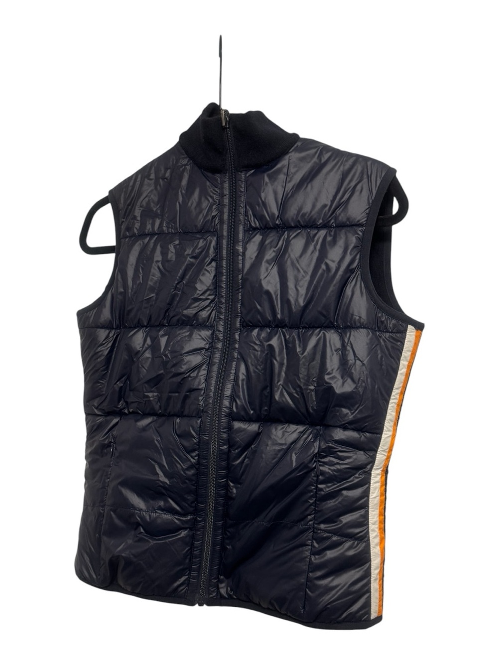 Anatomie Navy Reversible Quilted Vest with Orange Side Stripe